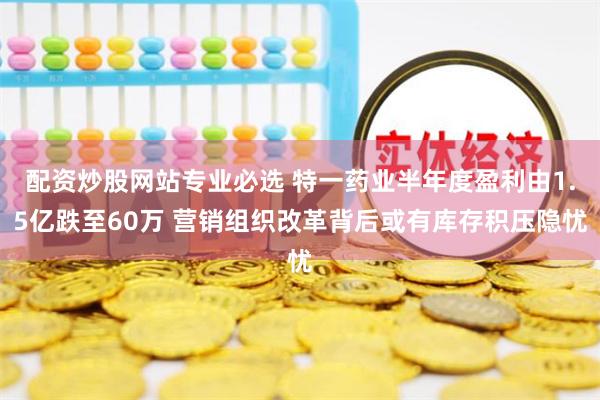 配资炒股网站专业必选 特一药业半年度盈利由1.5亿跌至60万 营销组织改革背后或有库存积压隐忧